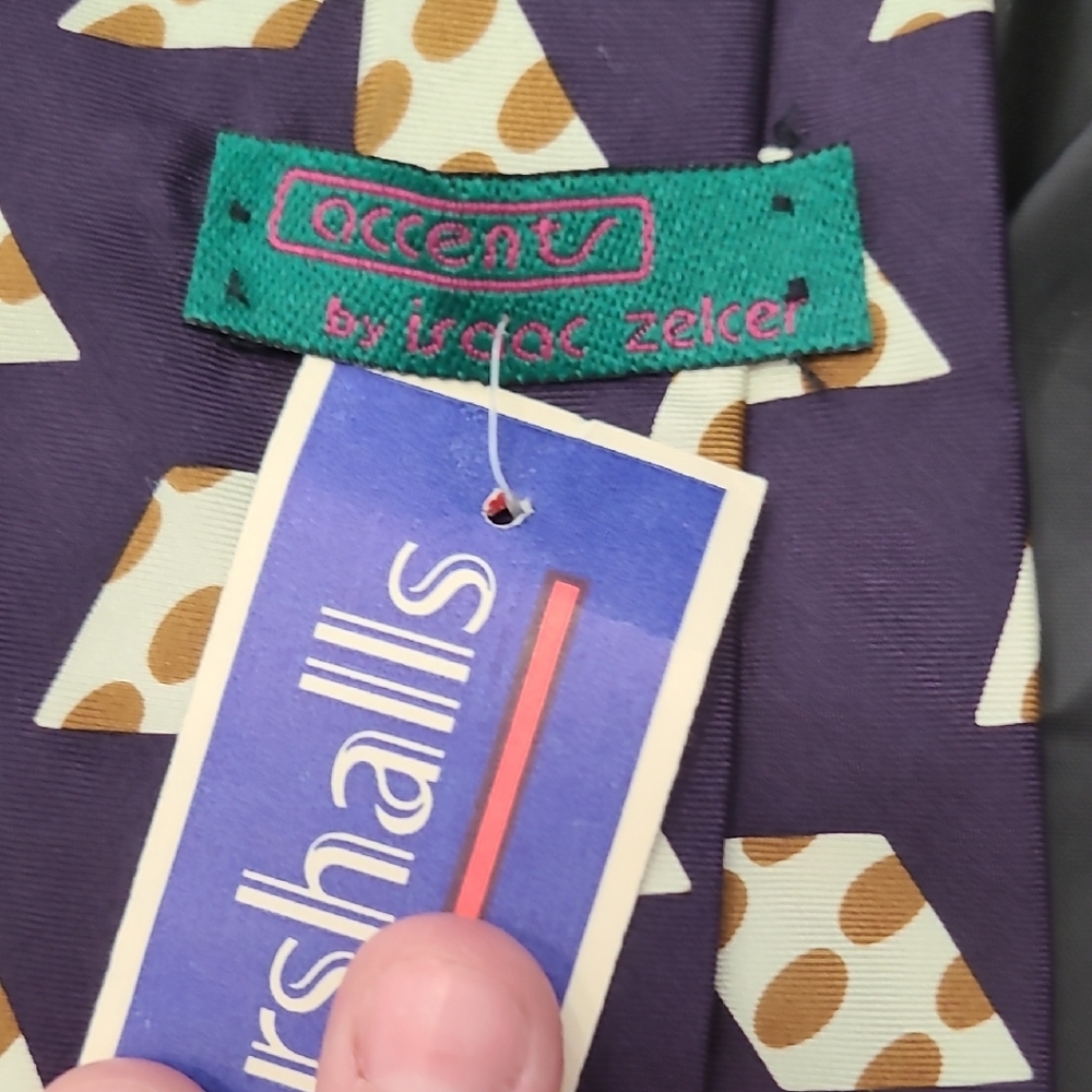 Vintage Accents By Issac Zeker Purple And Tan Abstract Mens Tie